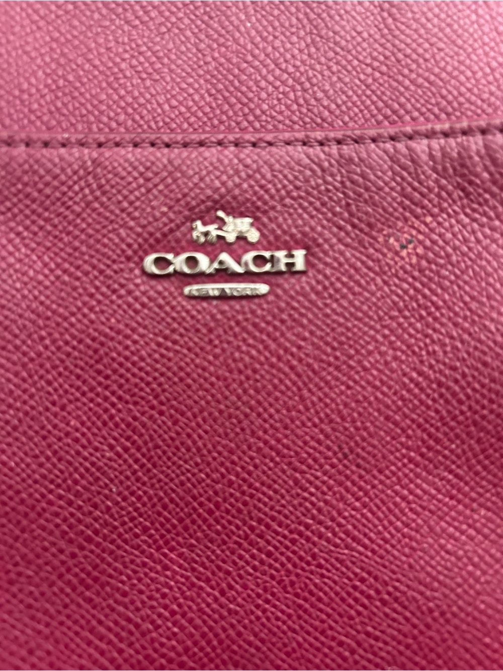 Coach Pebbled Leather Shoulder Bag in Raspberry